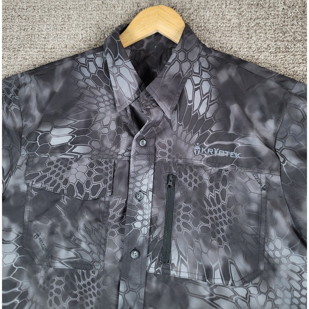 Kryptek Typhon Camo‎ Vented Fishing Short Sleeve Button Up Shirt Mens Camouflage
